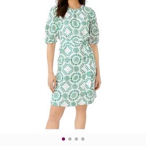 NWT Ann Taylor White and Green Eyelet Dress